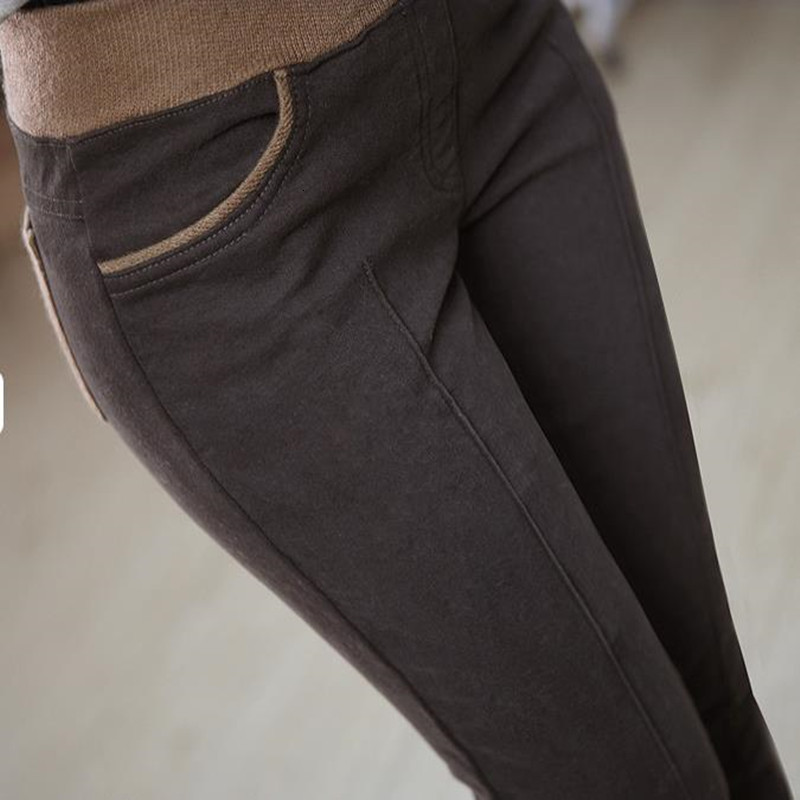 

Plus Size 4xl Thermal Elastic Thickening Female Breeches Basic Waist Winter Pants 3vrj, Black