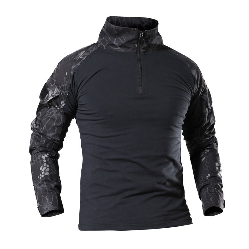 

Army SWAT Long Sleeve T-Shirt Men Spring/Summer Tactical Quick Dry T Shirt Breathable Casual Tees Camouflage Paintball Clothes 201203, Black cp