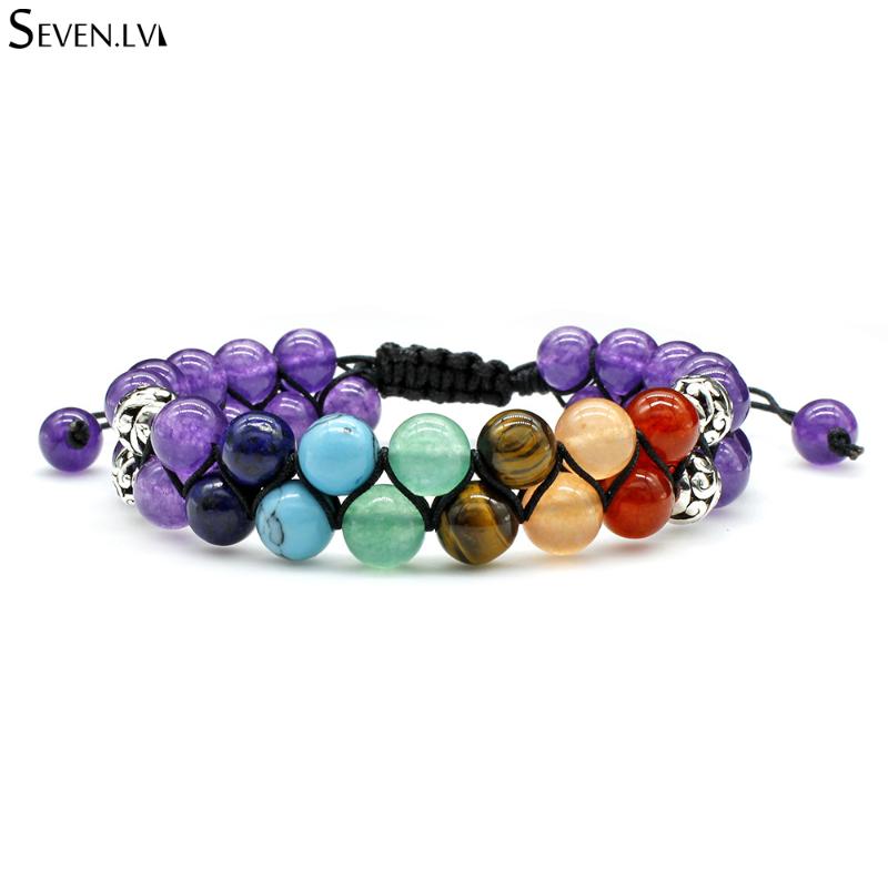 

New 8mm tiger eye natural stone Beaded double layer trendy Bracelet Adjustable Hand Woven lucky rope jewelry for women and men