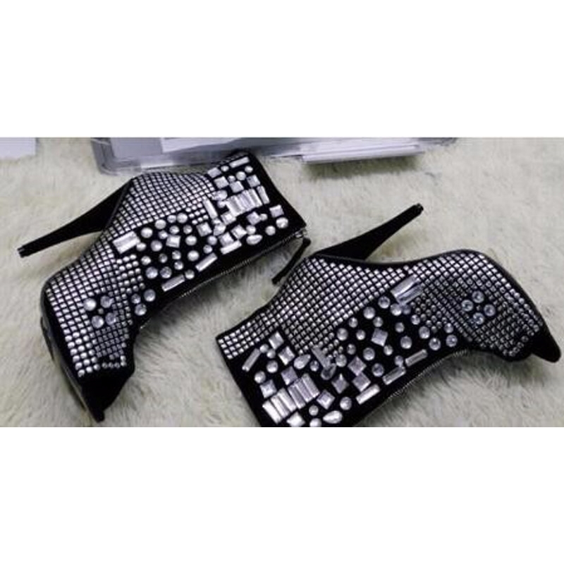 

Bling Little New Pebbles Pico High Heel Shoes From the Open Foot Ankle Boots Real Pictures with Zipper-up Short Glitter Crystal Booster Izeo, The picture