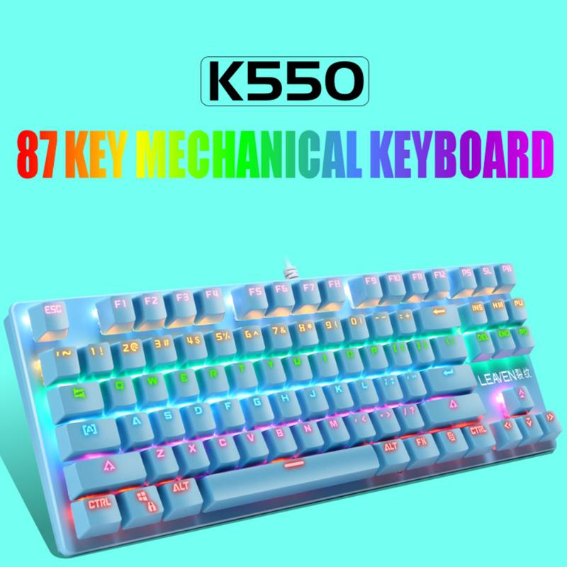 

K550 87 Keys USB Wired Blue Switch Gorgeous Backlight Mechanical Keyboard for Gaming Office