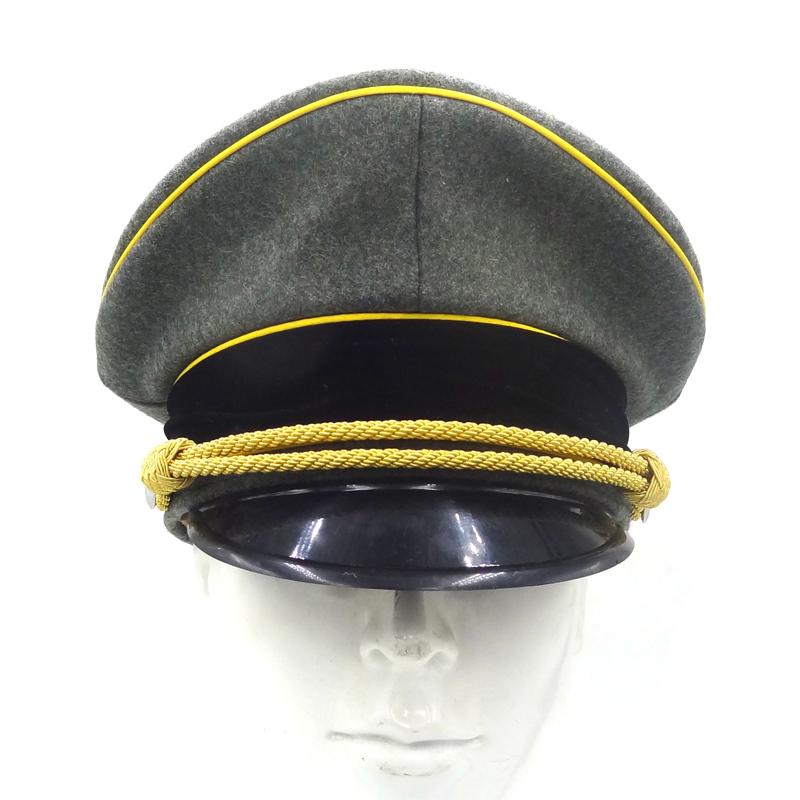 

WWII German Elite Officer Yellow Brim Wool Cap Hat With Yellow Chin Cord S M L XL