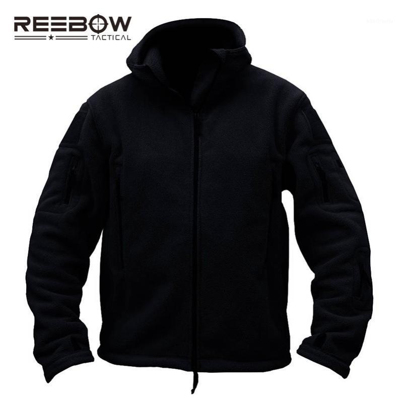 

REEBOW TACTICAL Men Hiking Fleece Jacket Winter Outdoor Sports Hood Coat Lightweight Thermal Paintball Outwears1, Black