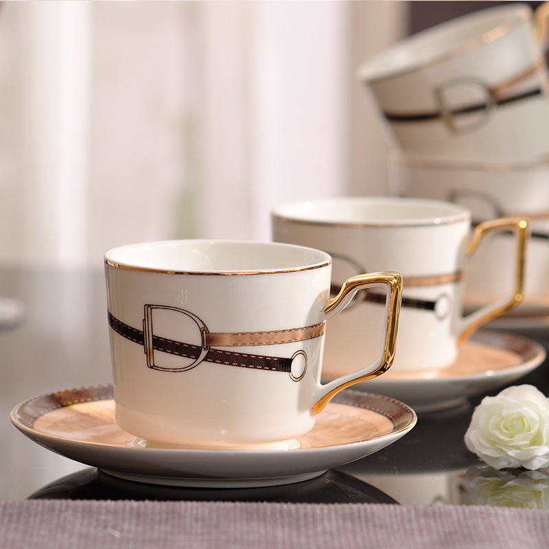 

Bone China Coffeeware Sets Nordic Porcelain Tea Cup Saucer Set Advanced Ceramic Teacup Cafe Espresso Cup