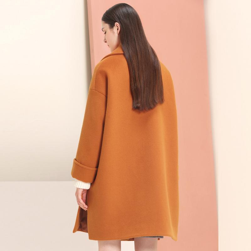 

Winter Clothes Coat Women European Orange Long Sleeved Woolen Coat Loose Elegant Warm Outwear Female Veste Femme Clothing EB50MN1