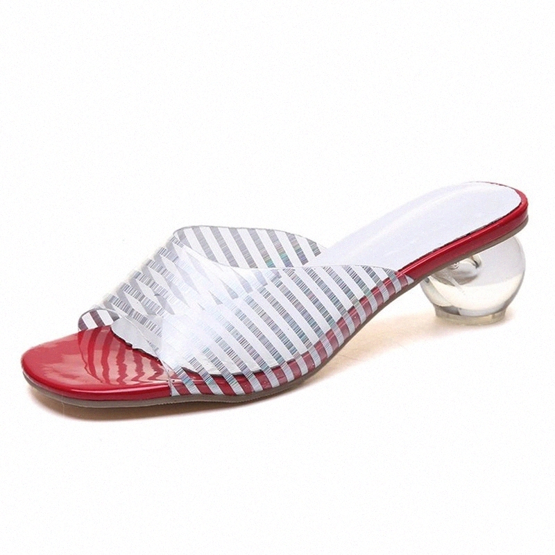 

2020 Summer New Designer Slippers Women Mules Shoes Fashion Stripe Open toe Slides Ladies Brand Round heel Mules Female Slippers #7b1I