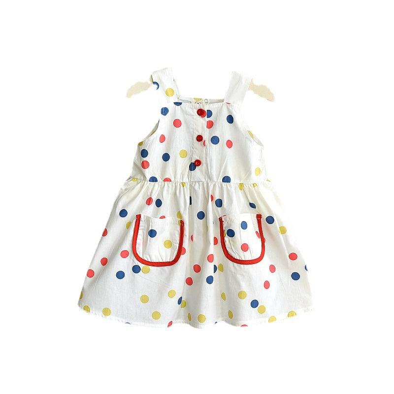 

Girl's Dresses Baby Camisole Dress With Polka Dot Pattern Printing, Pocket Decoration Sweet Style Clothing, Red;yellow