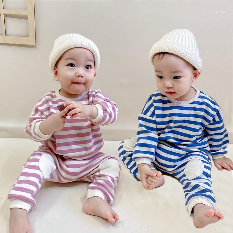 

Toddler 2021 Spring Children Clothes For Boys Girls Striped Set With Full Sleeve Kids Soft Cotton Clothing Baby Pants 2 Pcs Set1, 563331blue