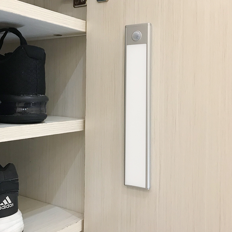 

2021 New 23/40/60cm Pir Motion Sensor Led under Cabinet Usb Rechargeable Wardrobe Closet Night Light for Kitchen Indoor Wall Lamps Tulp