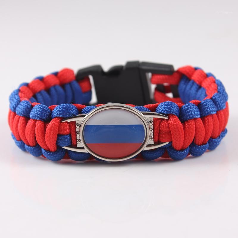 

New Deesign Russia Flag Charm Paracord Bracelet for Men Women Outdoor Camping Hiking Essential Articles1