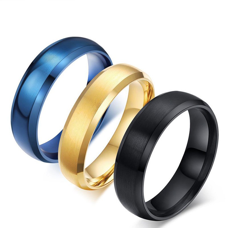 USA Popular High Quality 6MM Width Gold Plated Stainless Steel Ring Size 7/8/9/10/11-image-619199947