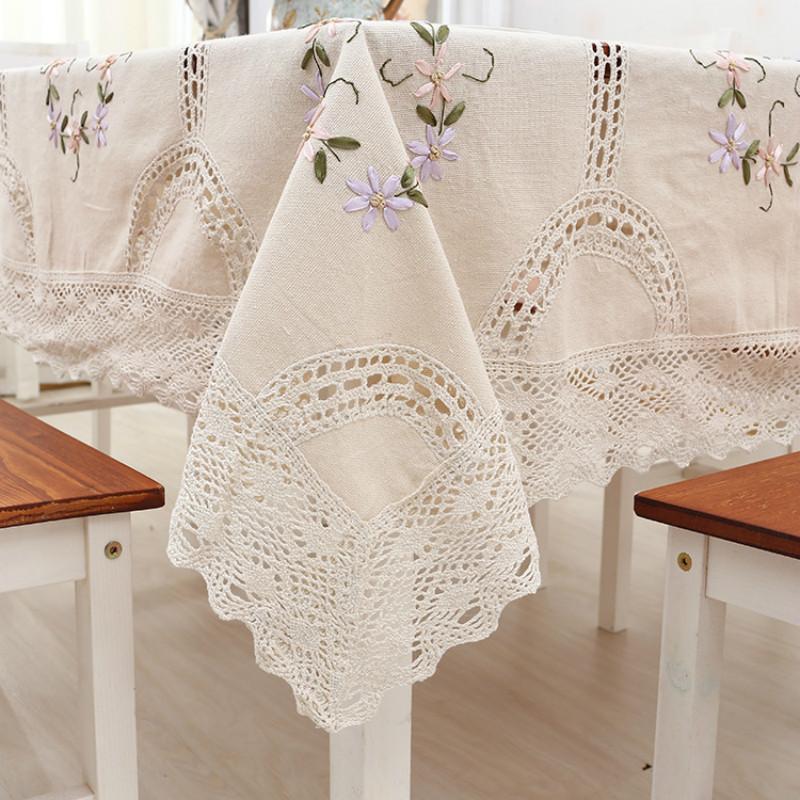 

hand-embroidered cotton cloth table cloth table skirts1