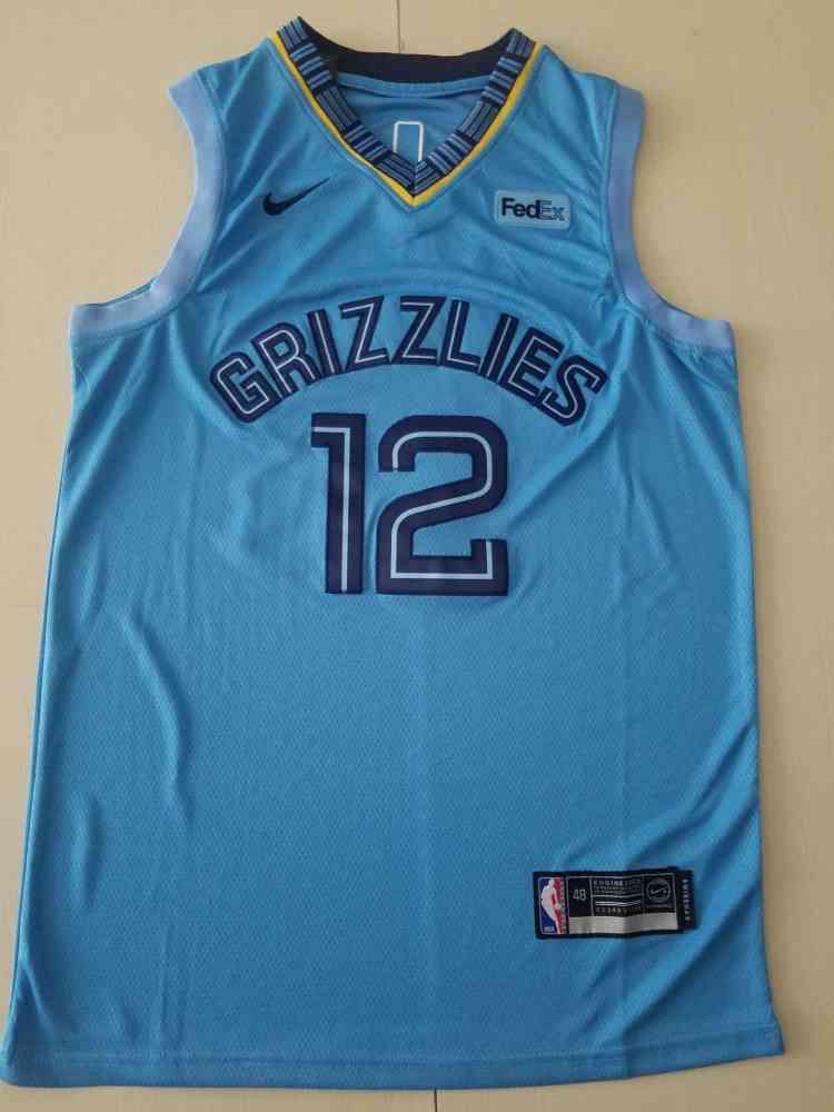 

Mens #12 Ja Morant Top Suture Stitched Jersey Blue, Gray