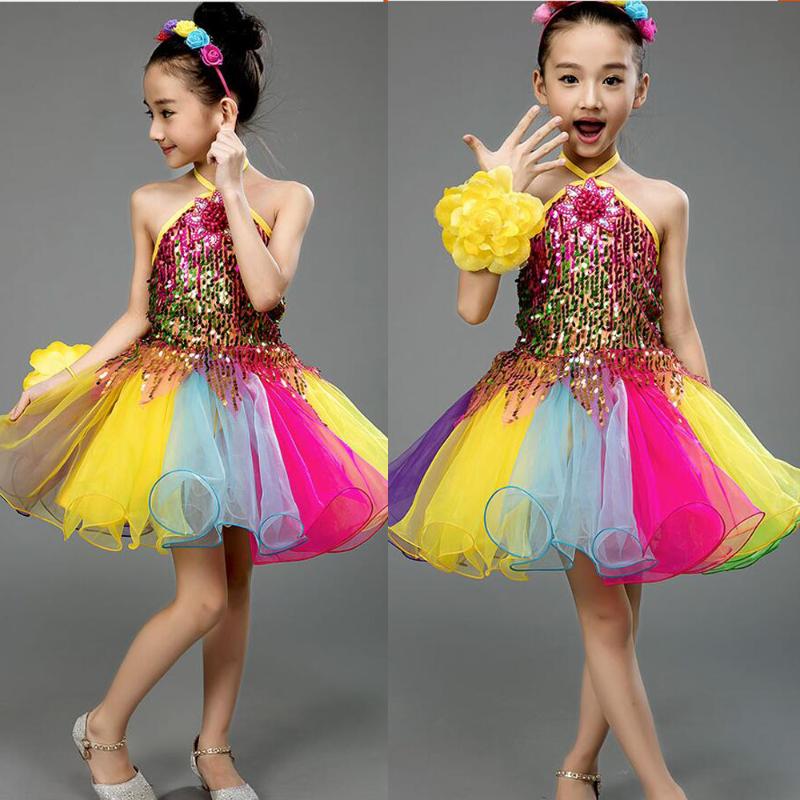 

Stage Wear Girls Color Sequined Competition Ballroom Jazz Hip Hop Dance Costumes Fancy Dress Kids Performance Dancing Outfits Suits, Black;red