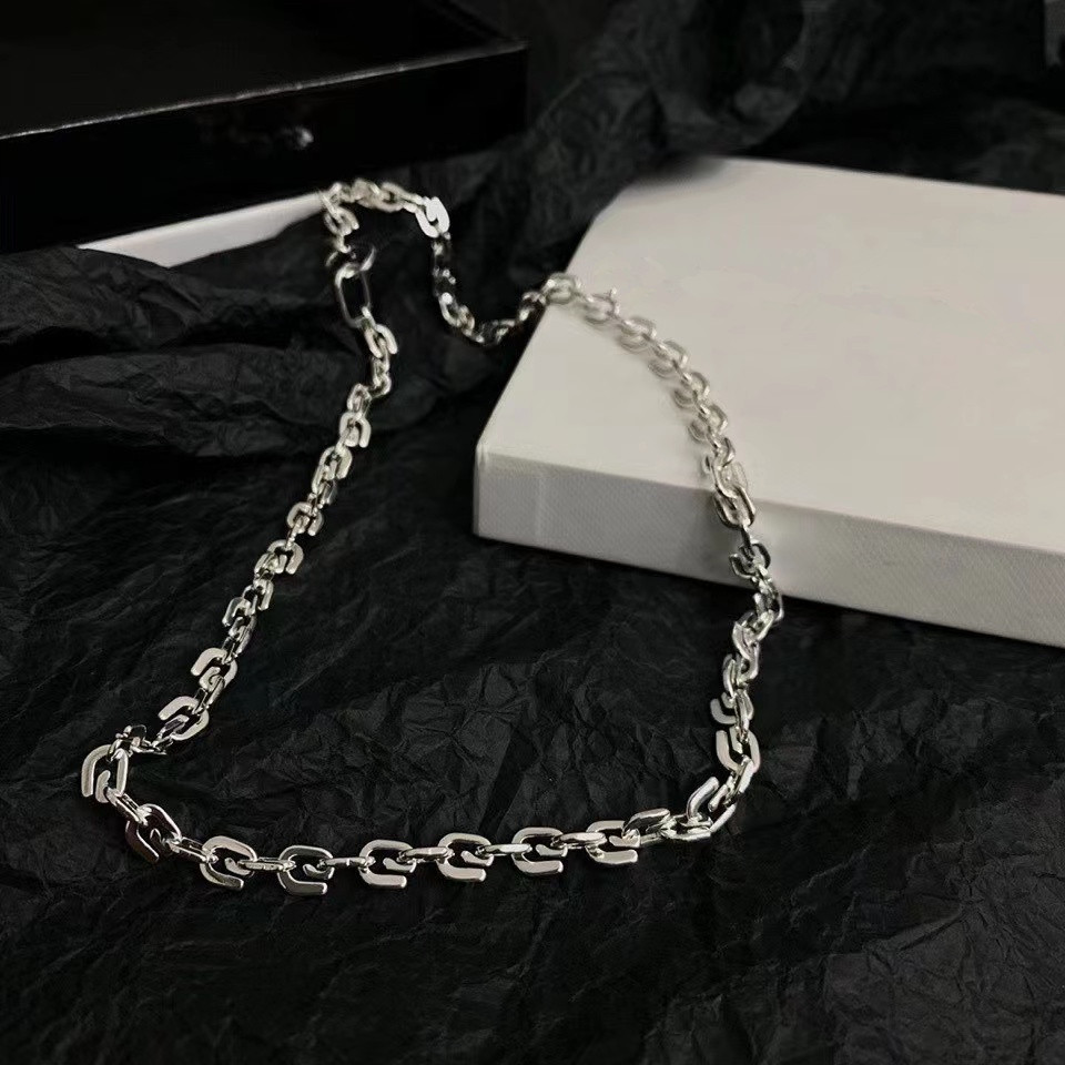 

22ss French designer high quality G letter 18K gold and Silver chain Necklacemen and women hip hop fashion Street holiday gifts