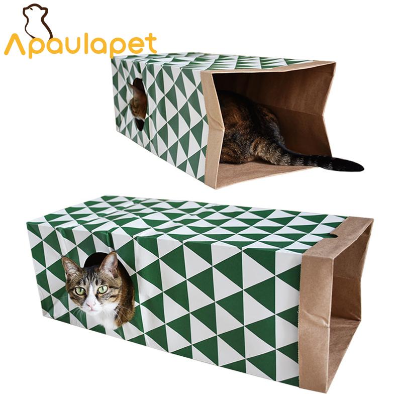 

APAULAPET Washable Kraft Paper Pet Tunnel Toys Cat Play Paper House Pet Supplier For Cats