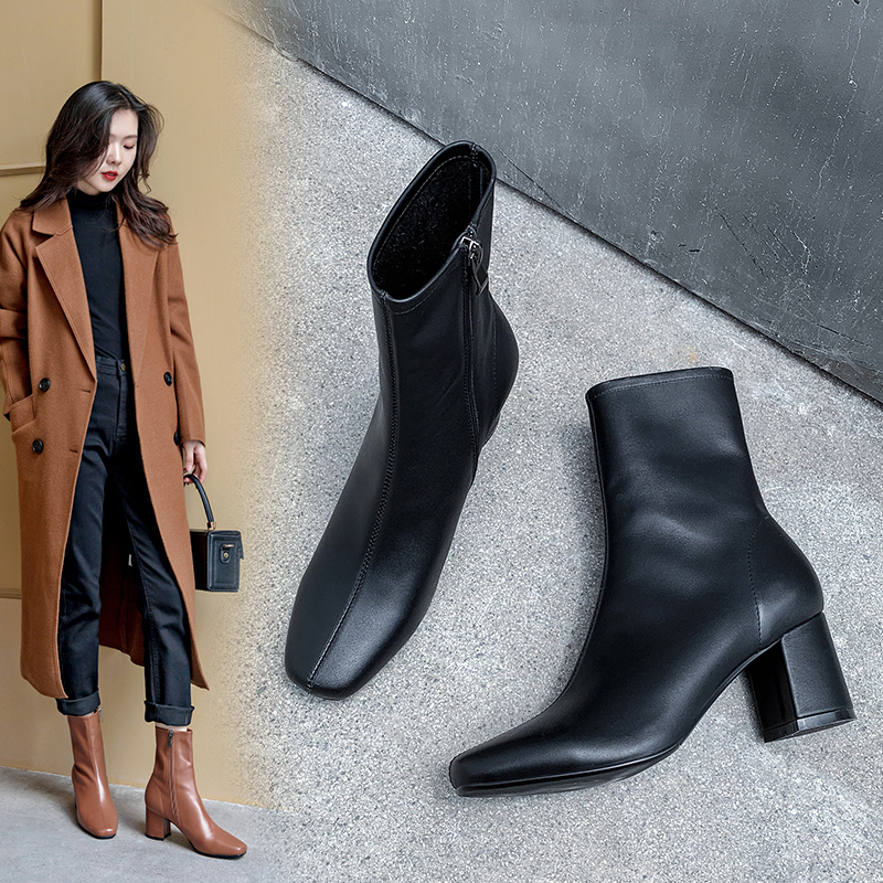 

2020 Woman Ankle Nnatural Autumn Leather Thin Boots Outdoor Lining 6eie, Brown