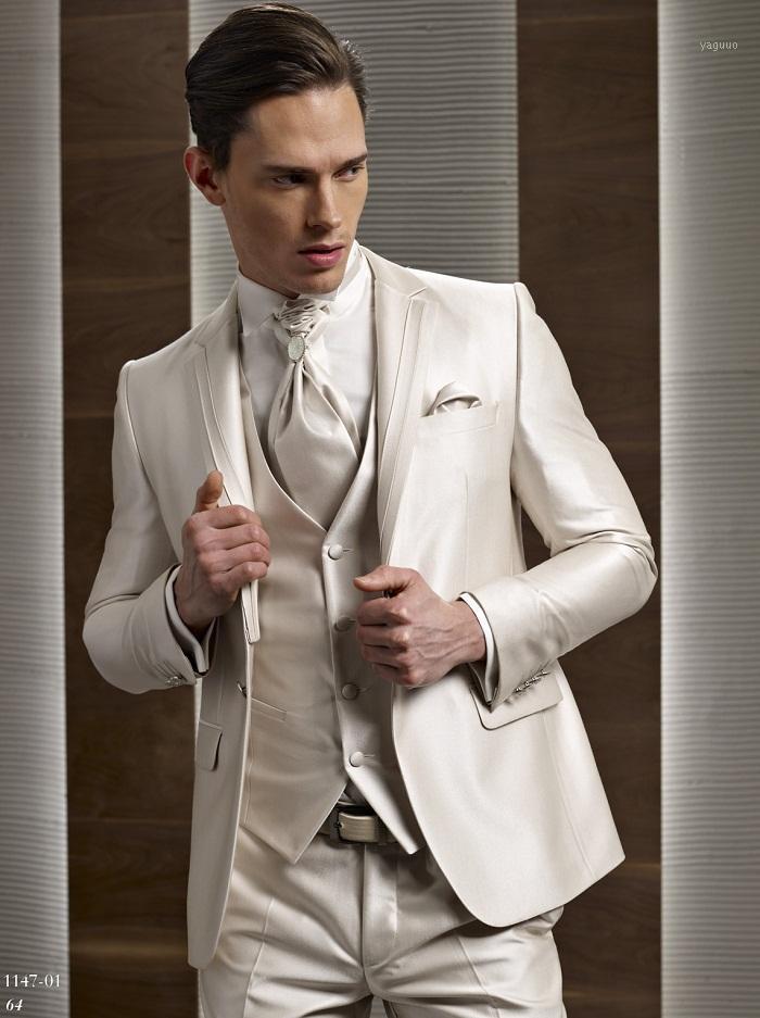 

Men's Suits & Blazers Latest Coat Pant Designs Champagne Satin Italian Men Suit Prom Tuxedo Slim Fit 3 Piece Groom Custom Blazer Terno Mascu, Same as image