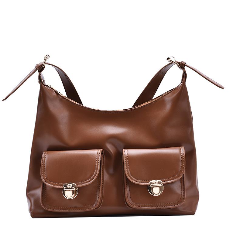 

2020 New stylish handbag under the arm bag retro 100 shoulder bag temperament tote, Black