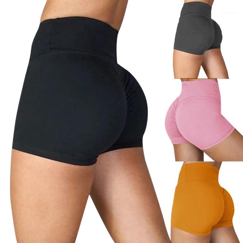 

Women Summer Yoga Shorts Girl High Waist Seamless Hip Raise Tights Gym Leggings Push Uo Running Fitness Sports Short 2020 New1, Black