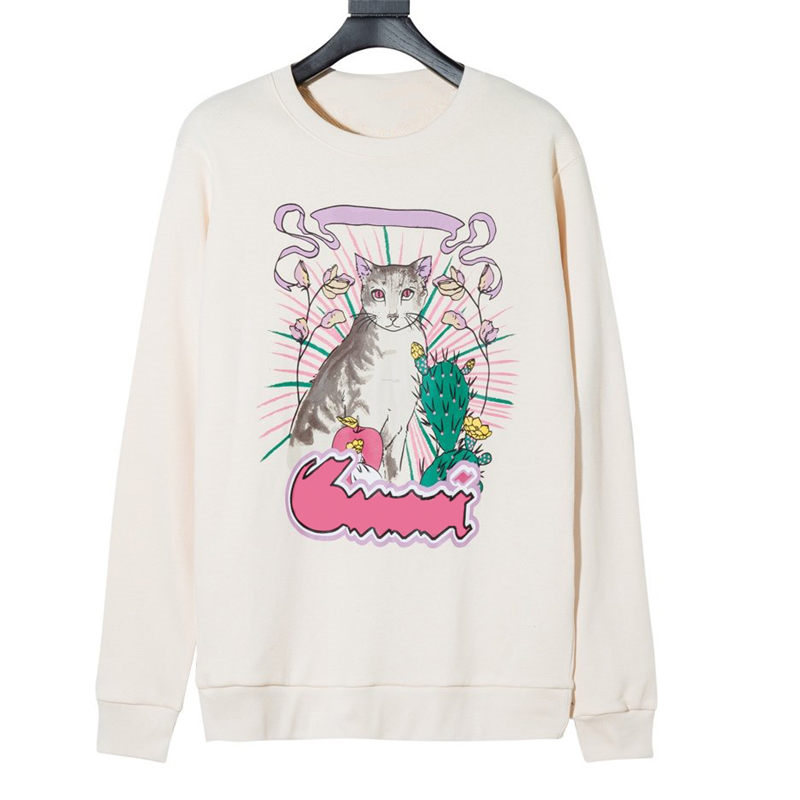 Nouvelle arrivée Femmes Sweats Mode Hommes Femmes Top Grand couple Sweat qualité Super Soft confortable à manches longues Cat Imprimer Manteau Sw