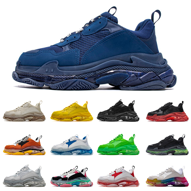

Hot Sale Triple S Casual Shoes Mens Womens Sneakers platform 17FW Dad Crystal Solei Blue Triple Black Green Beige Designer Shoes 36-45