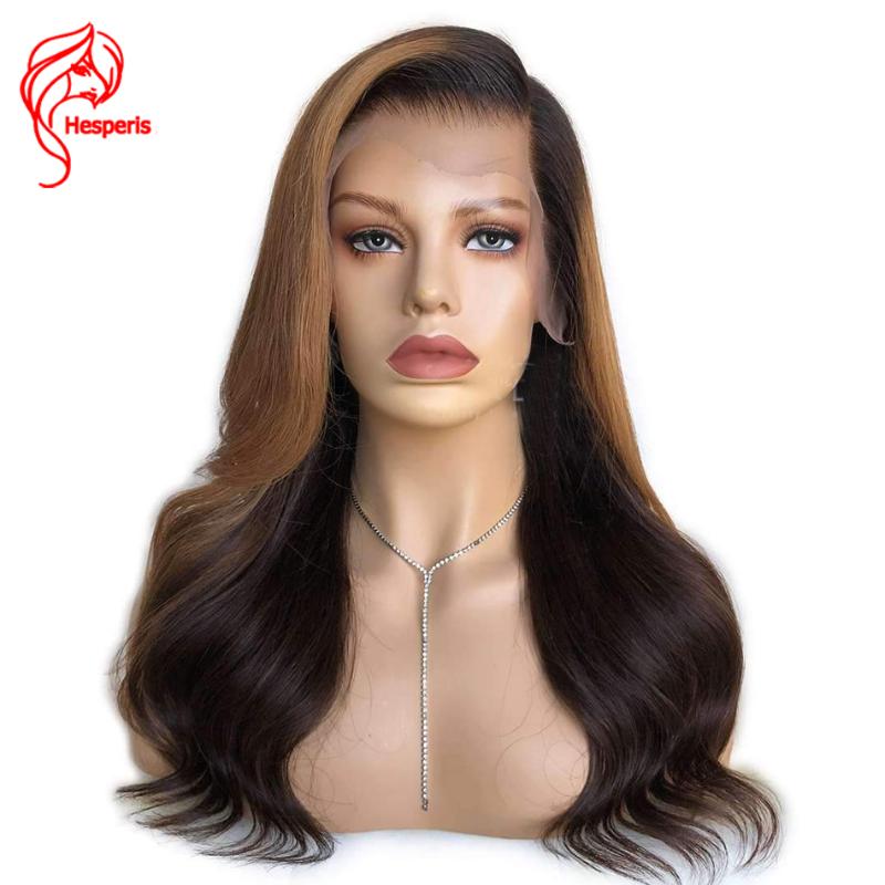 

Hesperis Ombre Human Hair Wigs Natural Wave Brazilian Remy 13x4 Lace Front Human Hair Wigs Pre Plucked #30 Highlight, Picture show