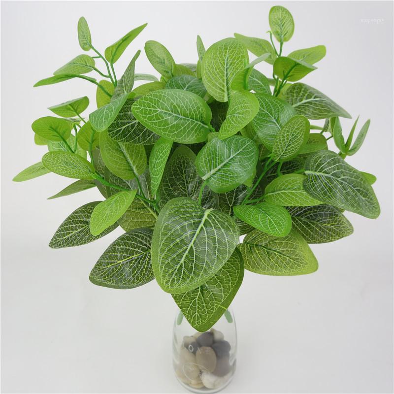 

7 Fork Artificial Green Plants Indoor Green Plants Balcony Office Desktop Bonsai for Wedding Decoration Greenery1