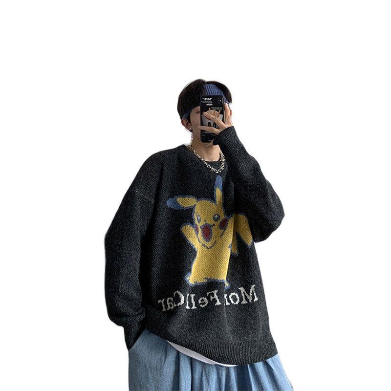 

Sweater Men Turtleneck Embroidery Men Sweaters Winter Long Sleeve Loose Leisure High Quality Couple Pullover Tops48090630, Black