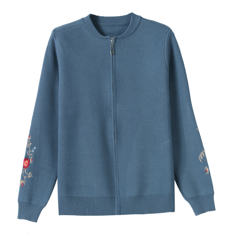 

2021 New Spring/autumn women's solid-colored nightgown embroidered cardigan ladies around the neck with jacket h00108, Red