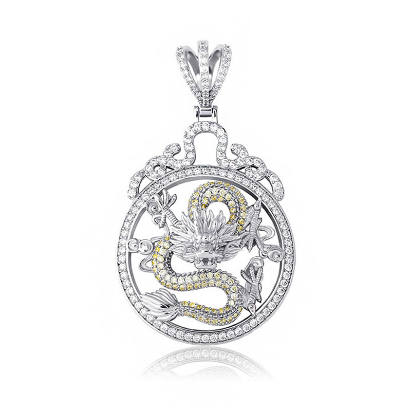 

Pendant Frozen Dragon 3 Cubic Zirconia Neckalce for Female Fashion Men Hip Hop Jewelry Present Dcza