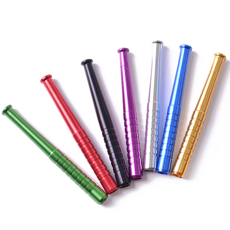 

Portable Mini Heady Metal Smoking Pipes 78mm Oil Dab Rigs For Glass Bongs Colorful Aluminum Alloy Cigarette Tobacco Pipe AC156