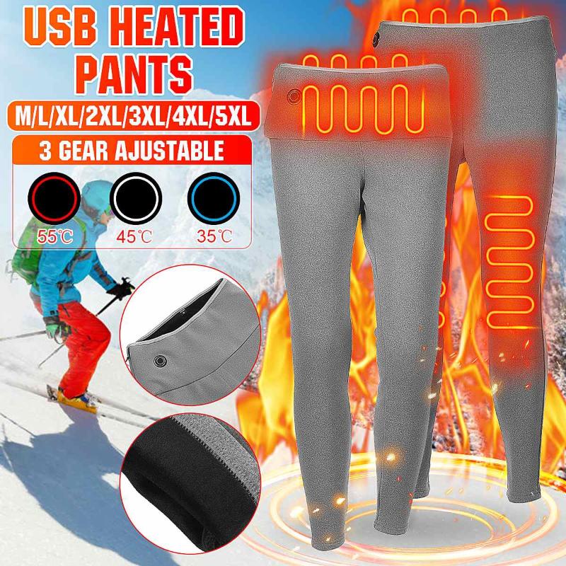 

35/45/55°CWarm Pants Electric Heated USB Power Base cotton Adjustable Heat Insulated Elastic Trousers Legging Winter For Hiking, Woman