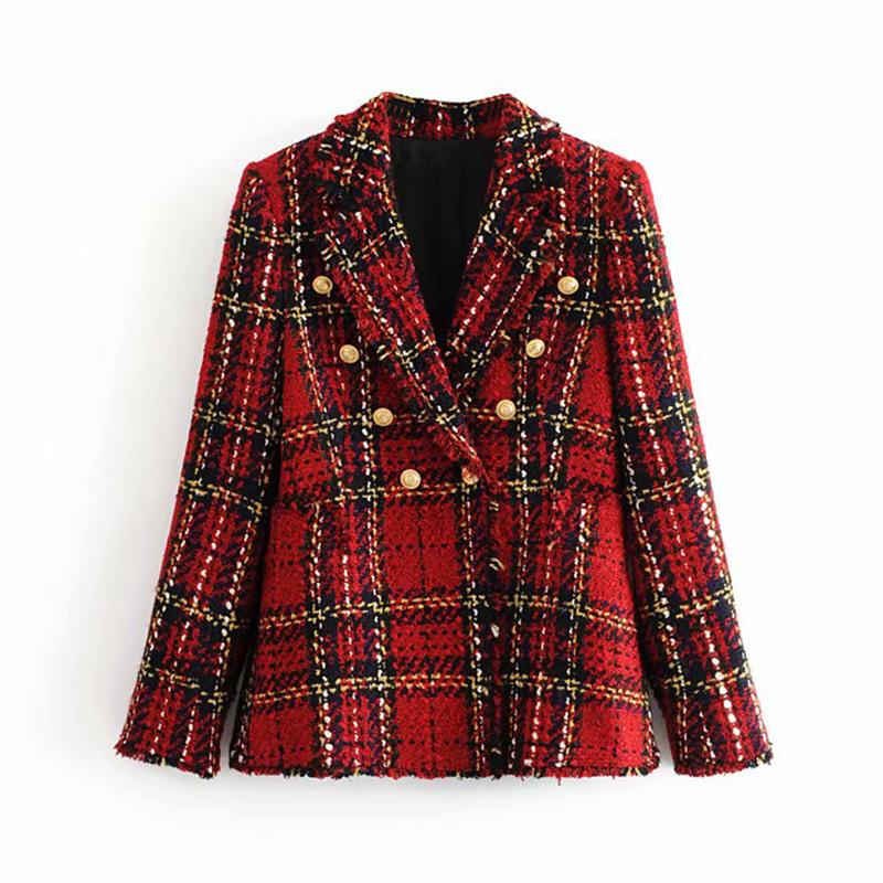 

Blazers De Cuadros Rojos De Tweed Para Mujer, Moda Invierno Del 2020, Chaquetas Vintage Para Mujer, Chaqueta Retazos, Red plaid