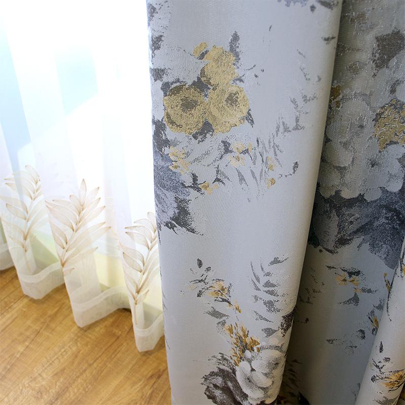

North European and American Style Curtains Retro Shading Jacquard Custom Curtains for Living Room Bedroom Study, Tulle