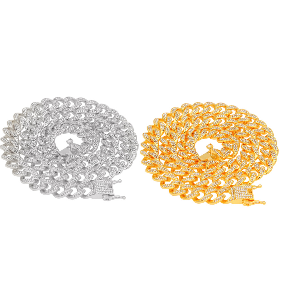 

New Hip Hop Iced Out Chains Necklace Jewelry Gold Silver Necklaces Miami Cuban Link Chains