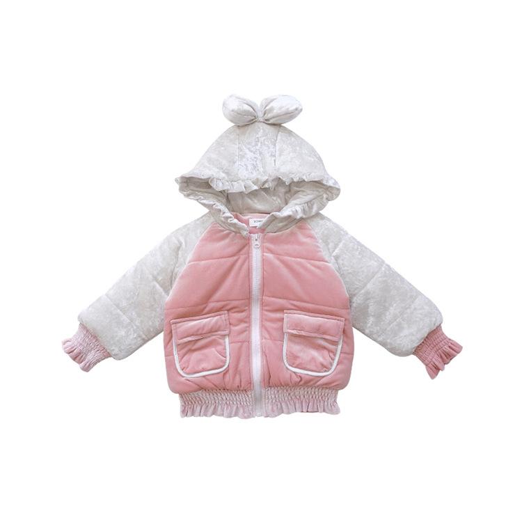 

2020 Kids Jacket Winter Cotton Padded Pink Colour Fleece Lining Toddler Kids Outerwear, As pic