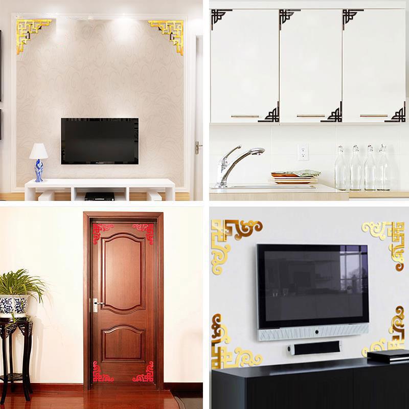 

2Pcs DIY Waist Line 3D Mirror Sticker Modern Acrylic Wall Decor Room Decoration Wall Stickers HYD88