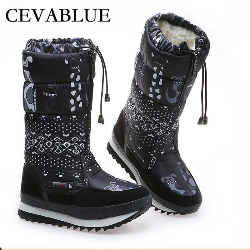 

LTARTA Women 2020 Snow Boot Knee High Platform Wedge Warm Boot for Woman 35-42 Large Size Plus Velvet Snow Boots JSH-07671, M0767white