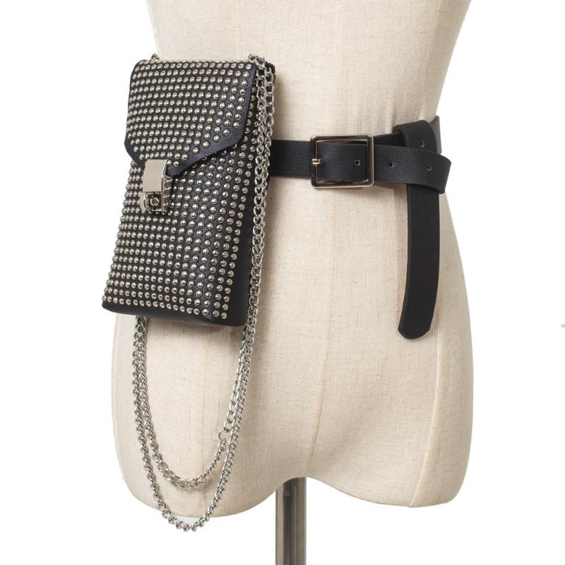 

Women Waist Pack PU Fanny Pack Simple Women's Gift Belt Bag Crossbody Chain Bags For Lady Casual Chest Female Purse Black, Beige