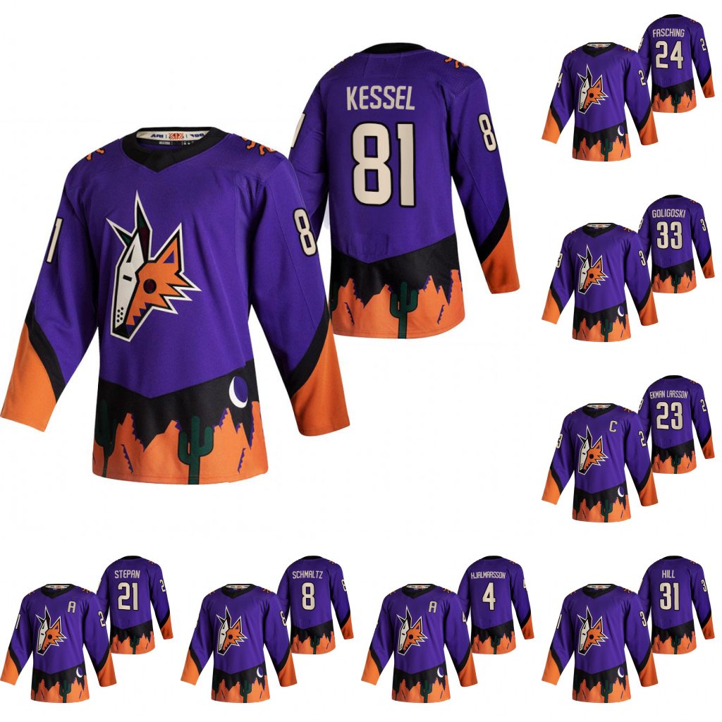 

Arizona Coyotes 2021 Reverse RetroYouth Phil Kessel Oliver Ekman-Larsson Clayton Keller Niklas Hjalmarsson Cousins Dvorak Stepan Jersey, Youth s-xl