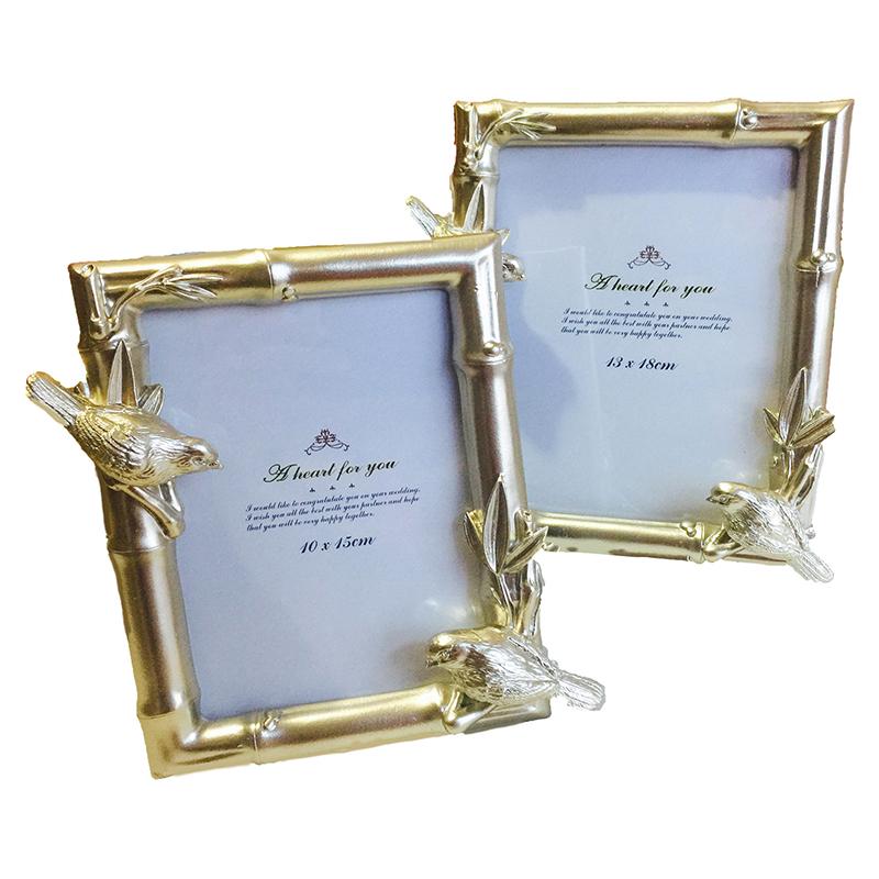 

New Chinese Style Bird Bamboo Frame 6 Inch 7 Inch 8 Golden Photo Frame Resin Table Ins Modern Style Decoration Rectangle