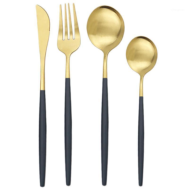 

Black Gold Matte Dinnerware Cutlery Flatware Set Stainless Steel Dinner Set Knife Fork Spoon Tableware Kitchen Accessories1