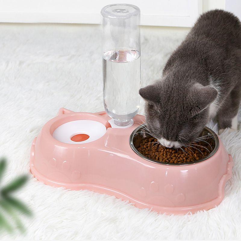 

pets double bowls feeders automatic water fountain for cats water bottle feeder dog dispenser cat bowl pet supplies