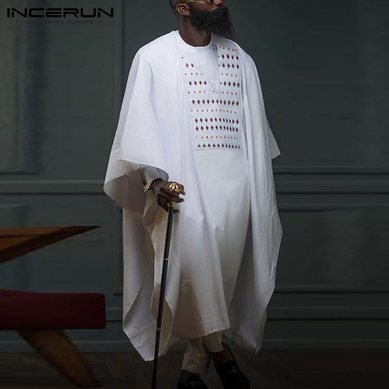 

Men African Robes O Neck Print Patchwork Cloak Shirts Fashion Loose Dashiki Men African Traditional Robes Clothes INCERUN S-5XL