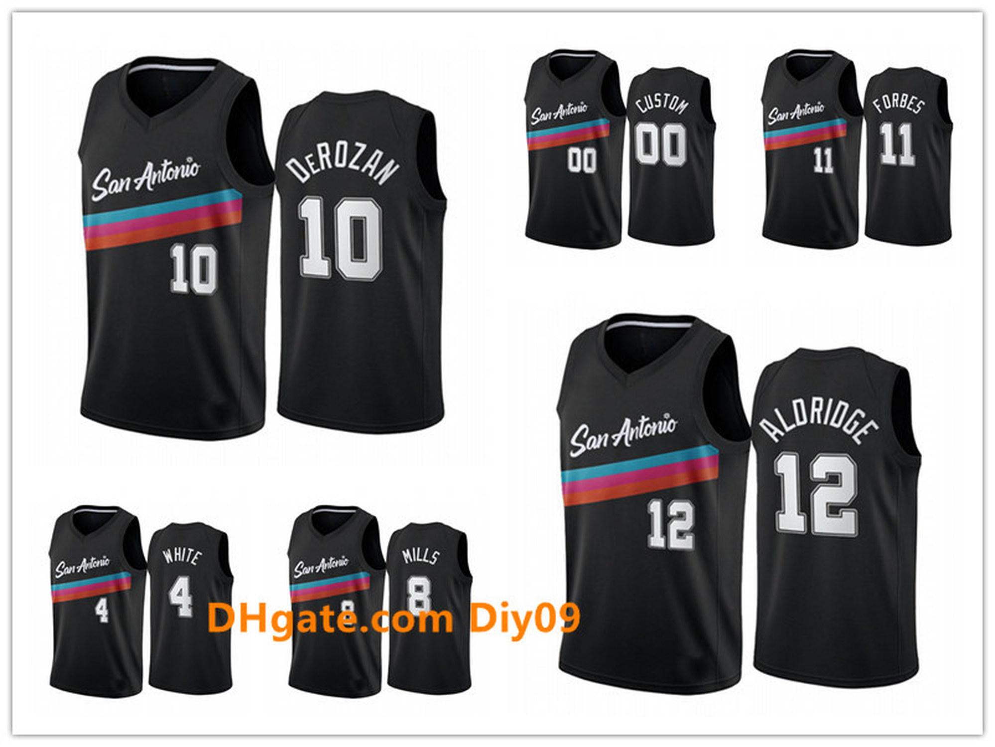 

San Antonio Spurs MEN DeMar DeRozan Derrick White LaMarcus Aldridge City Fiesta Colors 2020-21 basketball Jersey