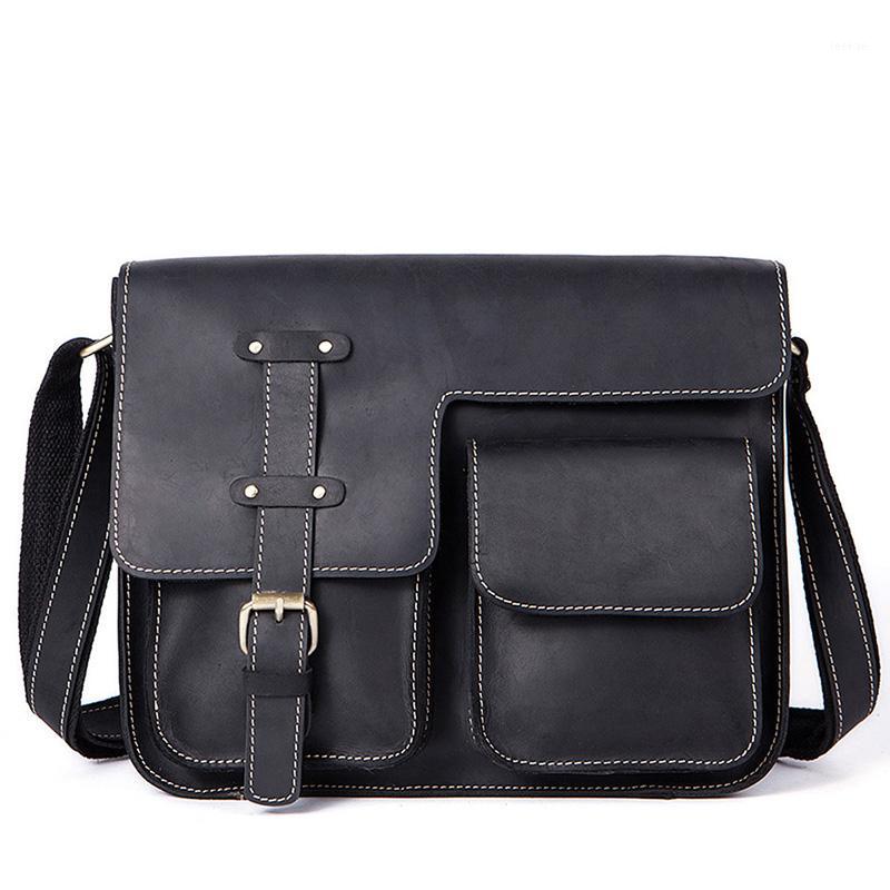 

Vintage 100% Genuine Leather Handbag Men Briefcase Messenger Crossbody Bags Natural Cowhide Travel Shoulder Bag for Men1, Brown