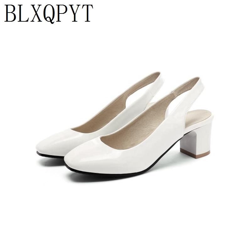 

BLXQPYT New Spring Summer Style Sandals Women Shoes Big Size 32-45 High Heels Round Toe Pumps wedding Party shoes Woman C5-15, Black