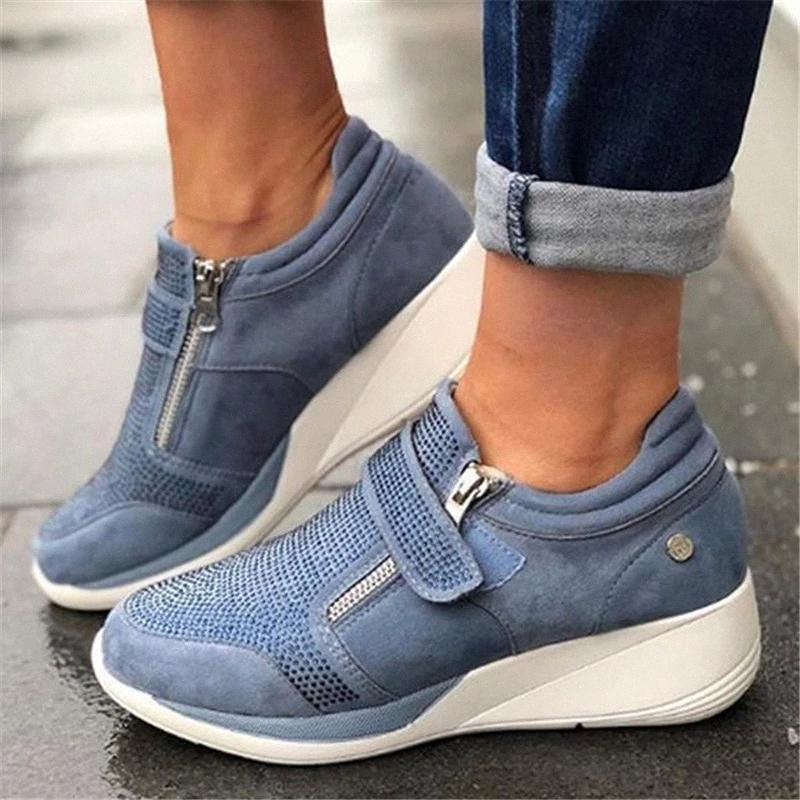 

Laamei 2019 New Flock High Heel Lady Casual Women Sneakers Leisure Platform Shoes Breathable Height Increasing Shoes Sneakers #7c8e
