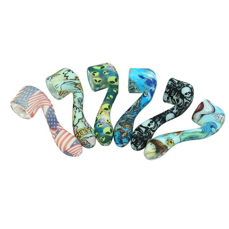 

Printing Prex Oil Burner Pipe 4.4" Tobacco Smoking Pipe Water Hookah Bong Portable Hand Pipes With Glass Bowl Vs Twisty Glass Blunt